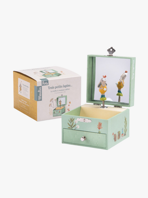 Moulin Roty Musikaliskt Smyckesskrin Trois Petits Lapins, Grön