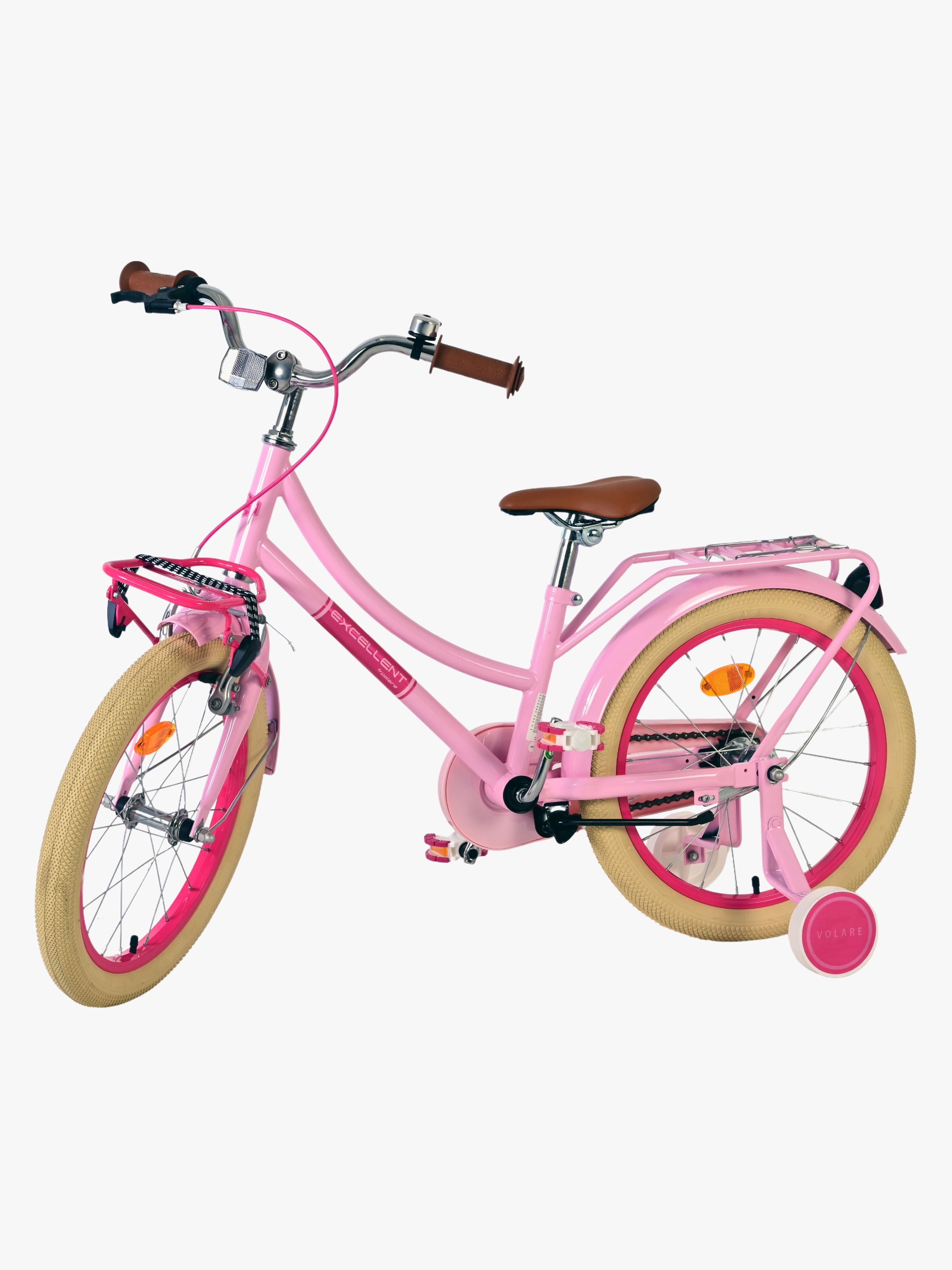 Volare Excellent 18 tum Rosa – cykel med stödhjul för 4–7 år