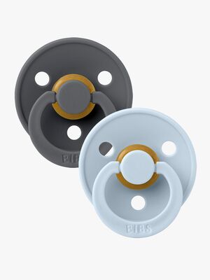 BIBS Colour Napp 2-pack Latex Stl 1 Rund, Iron/Baby Blue