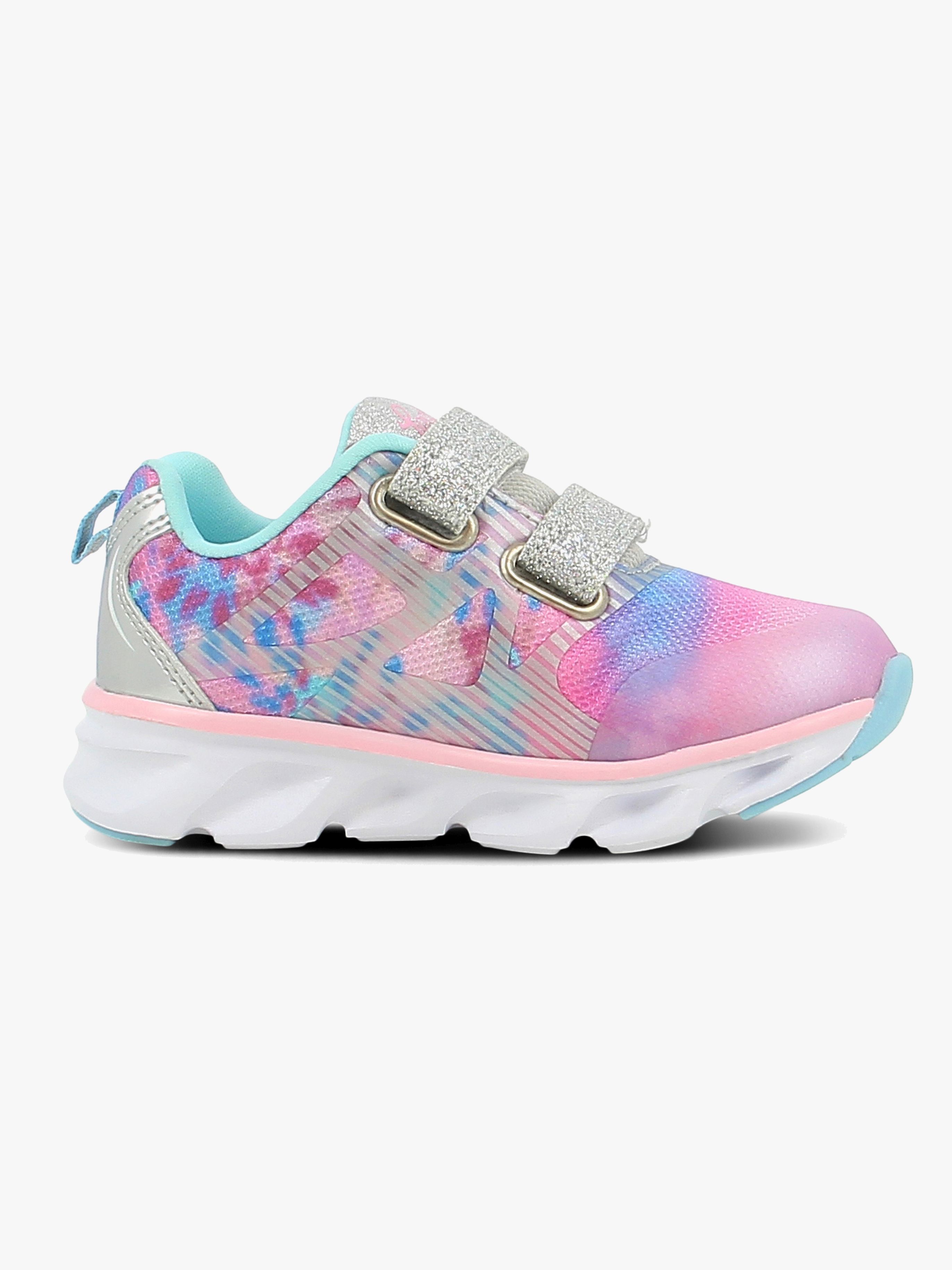 Leaf Skalka Blinkande Sneakers, Silver/Rosa, 32