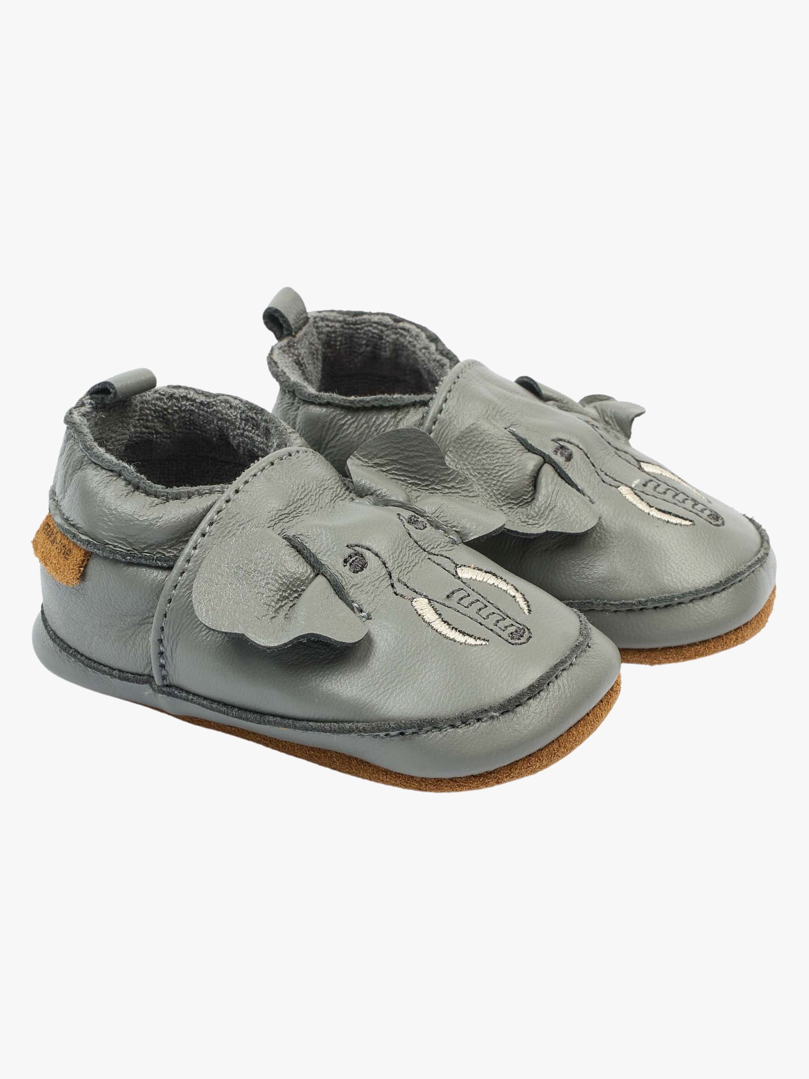 Mikk-Line Leather Innetofflor, Elephant, 0-6 mån