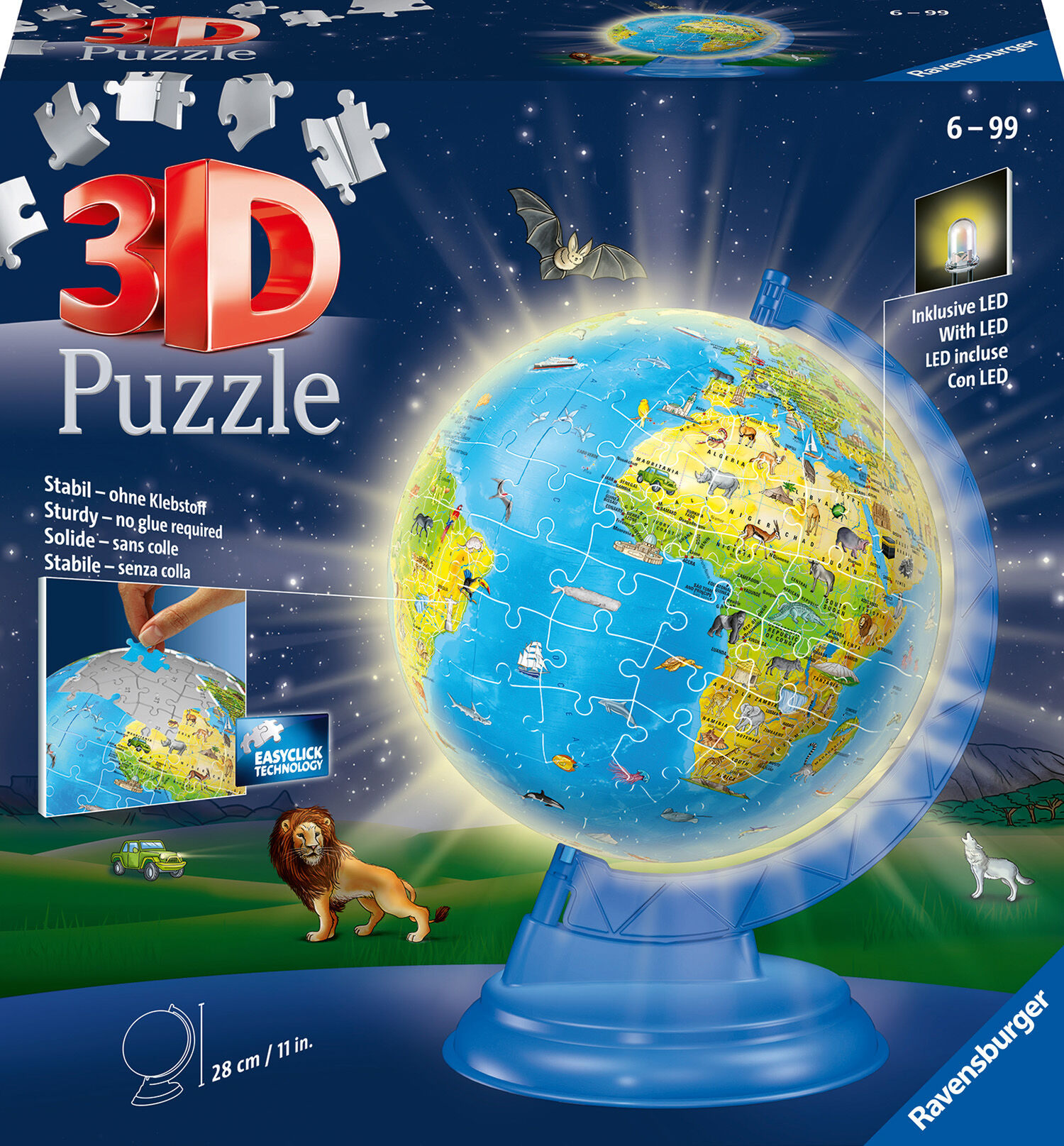Ravensburger 3D-pussel Childrens Globe Nattlampa 180 Bitar