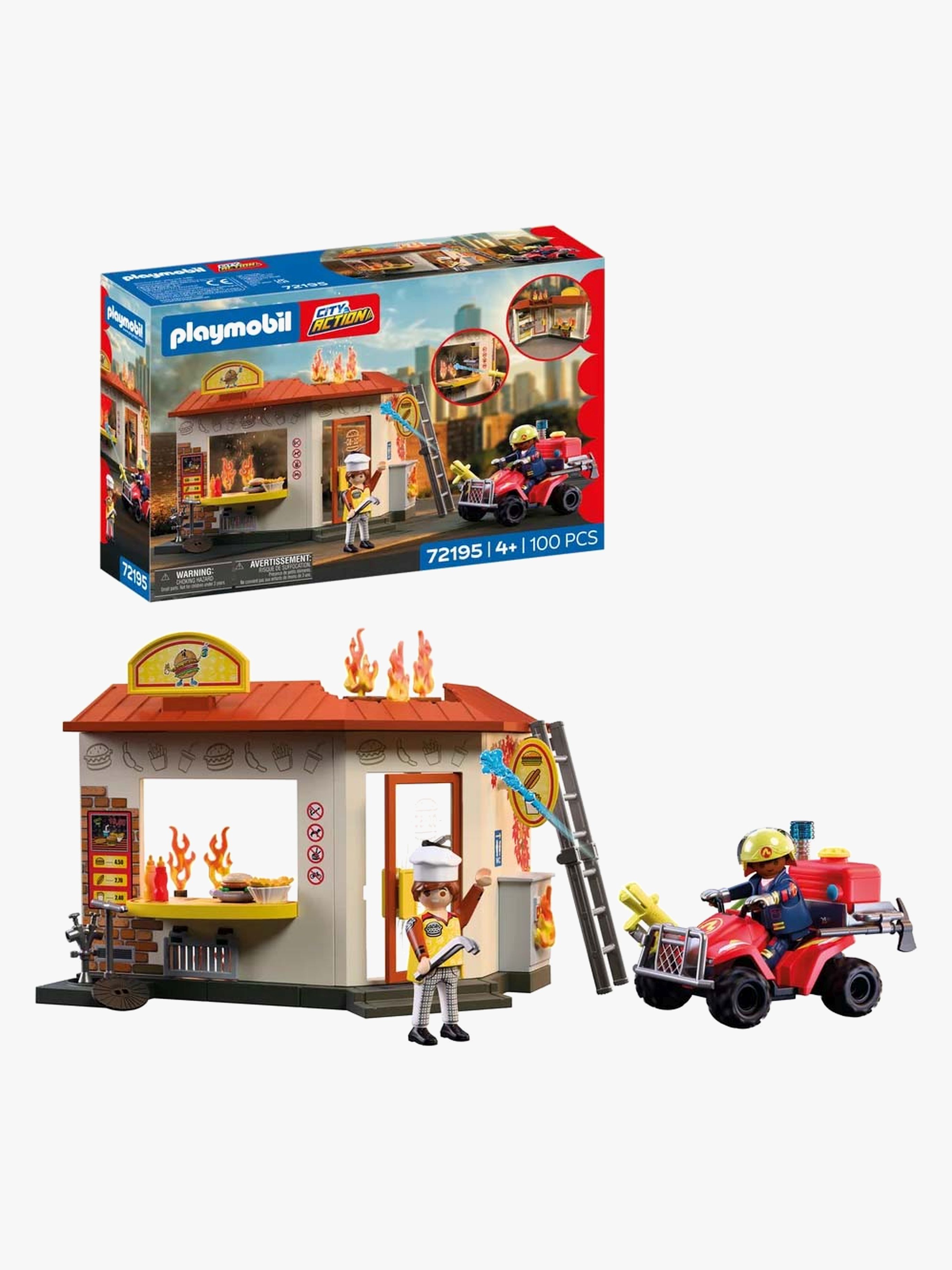 Playmobil City Action Brandkårs-Quad Med Burgerkiosk, Multifärgad