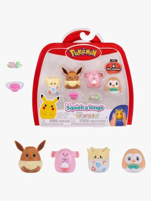 Pokémon Squishalongs Figur Evoli Chaneira Togepi & Bauz 4er-Pack