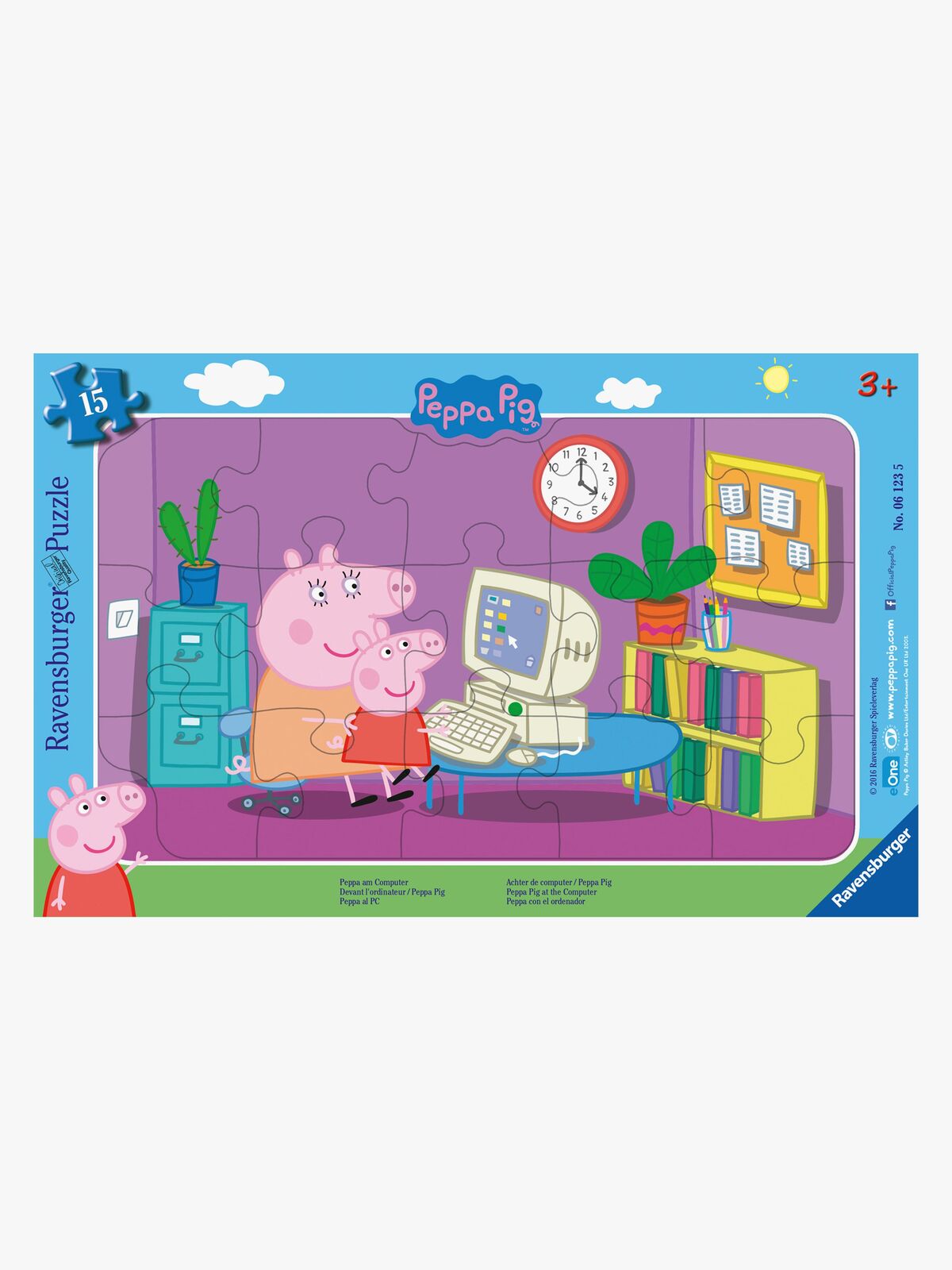 Ravensburger Pussel Greta Gris Framför Datorn, 15 Bitar