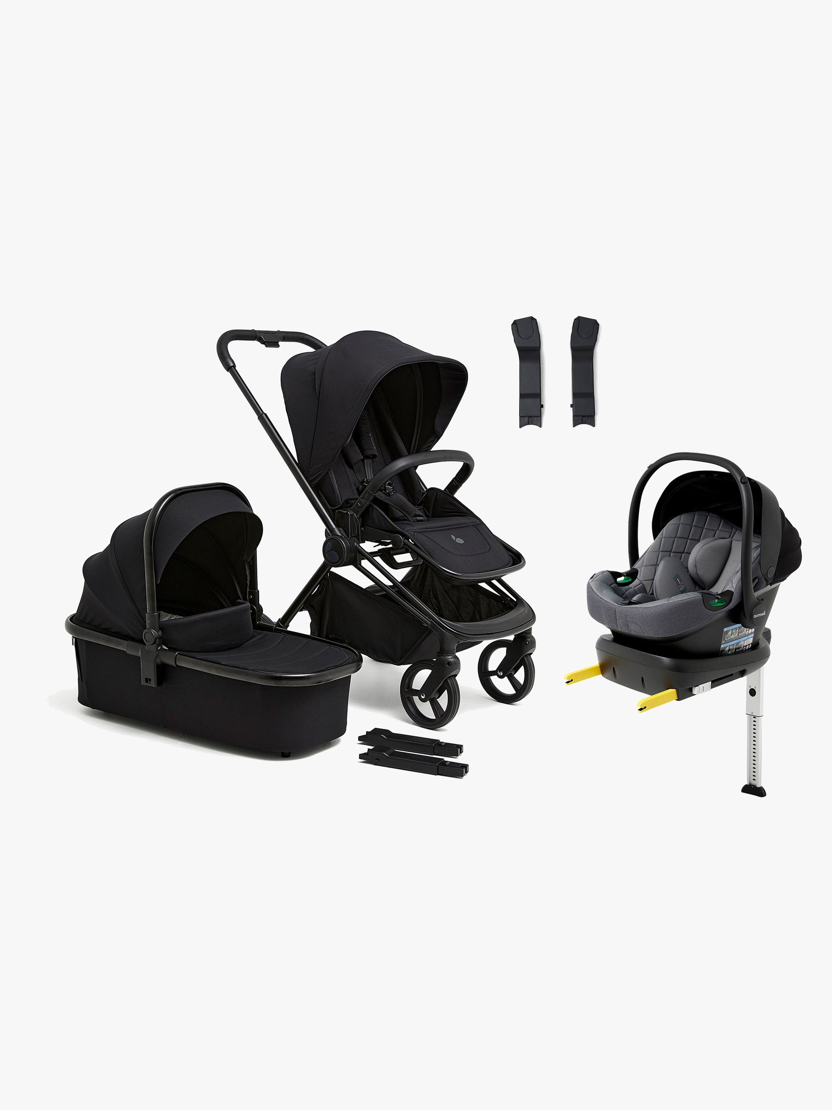 Beemoo One Duovagn inkl. Beemoo Route i-Size Babyskydd &  bas, All Black/Mineral Grey
