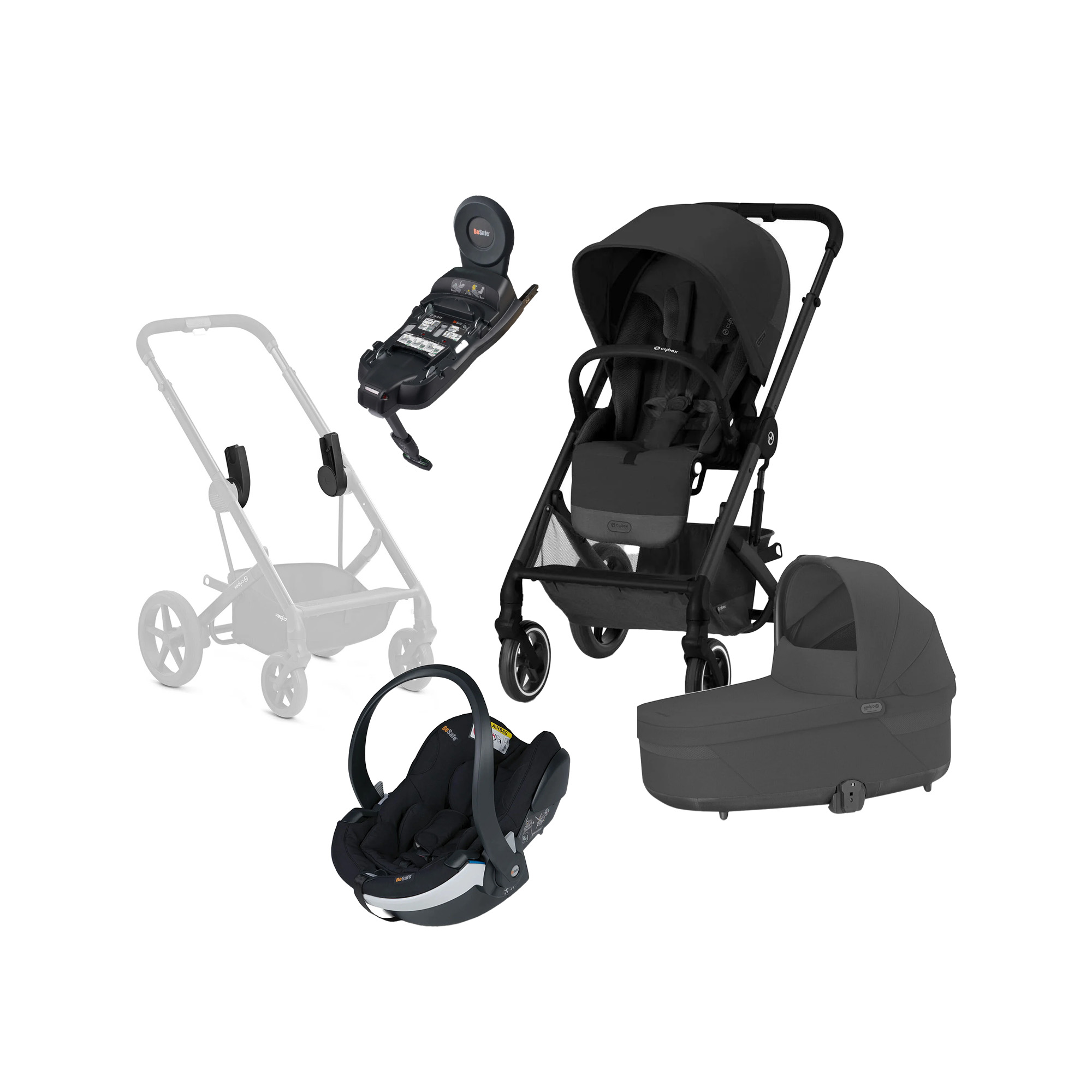 Cybex BALIOS S Lux Duovagn inkl. BeSafe iZi Go Modular X2 &  Bas Moon Black/Black