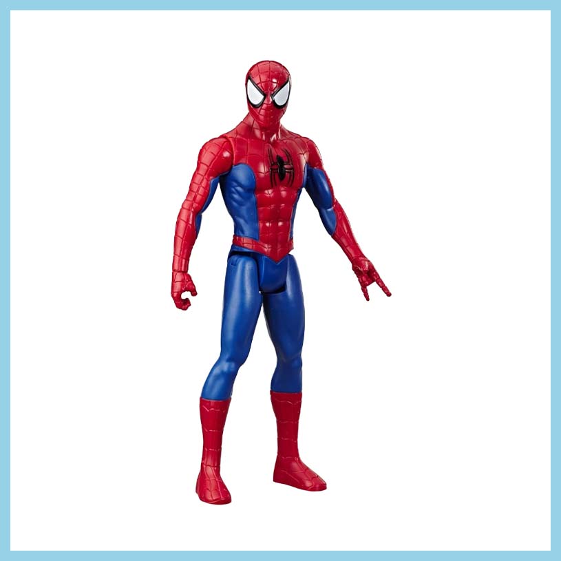 Spider-Man actionfigur i röd och blå dräkt.