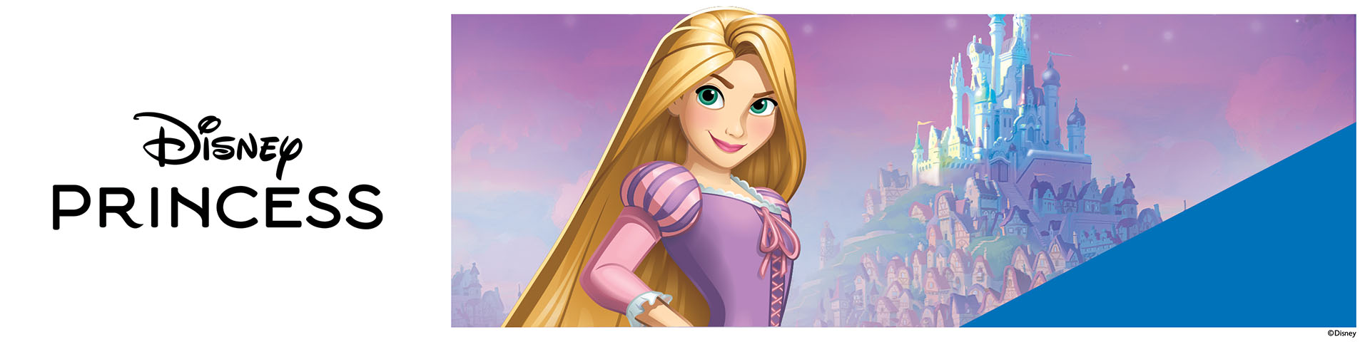 Disney-prinsessa med slott i bakgrunden och texten 'Disney PRINCESS'.