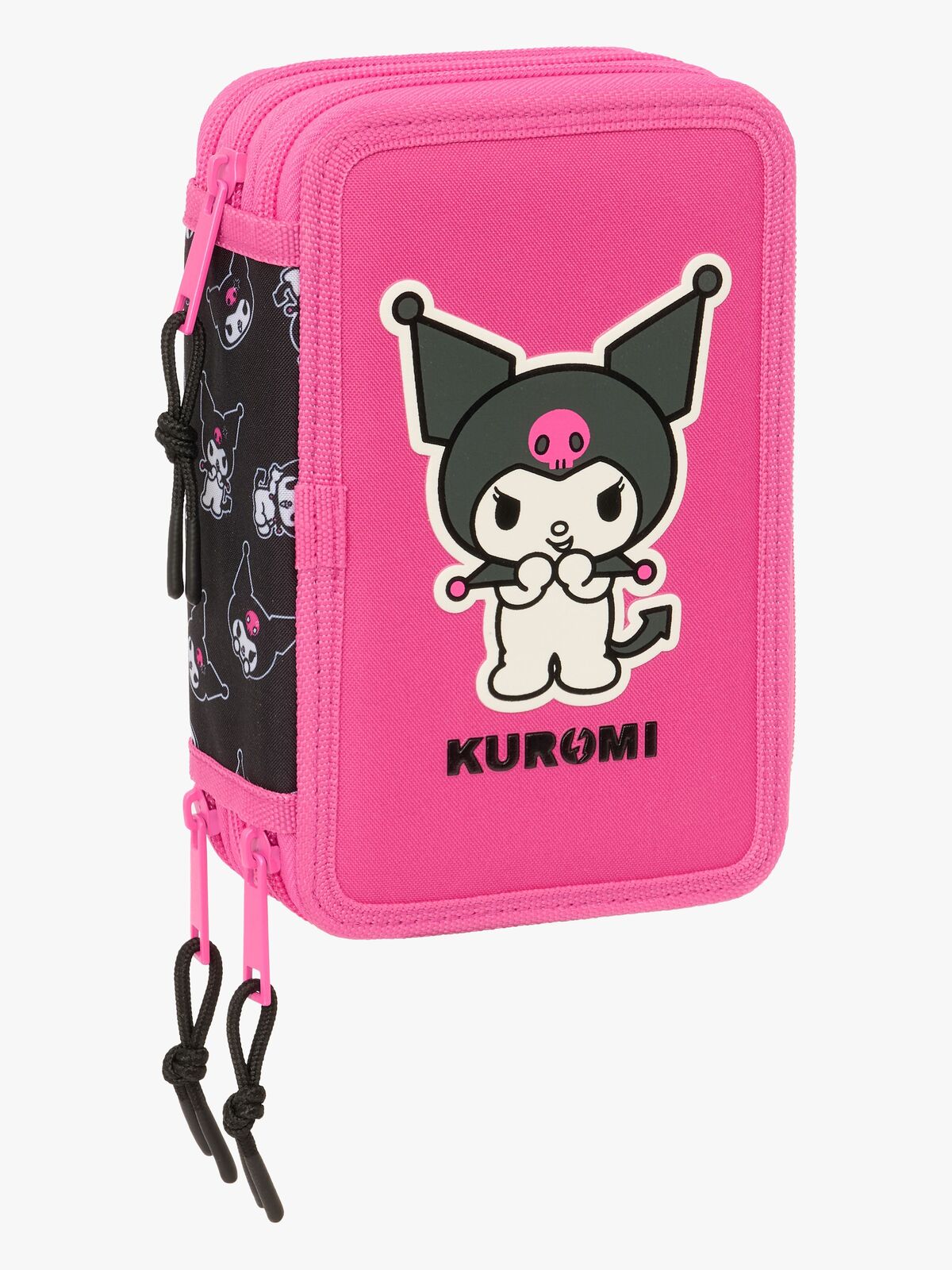 Hello Kitty Kuromi Trippelpennfodral, Rosa/svart