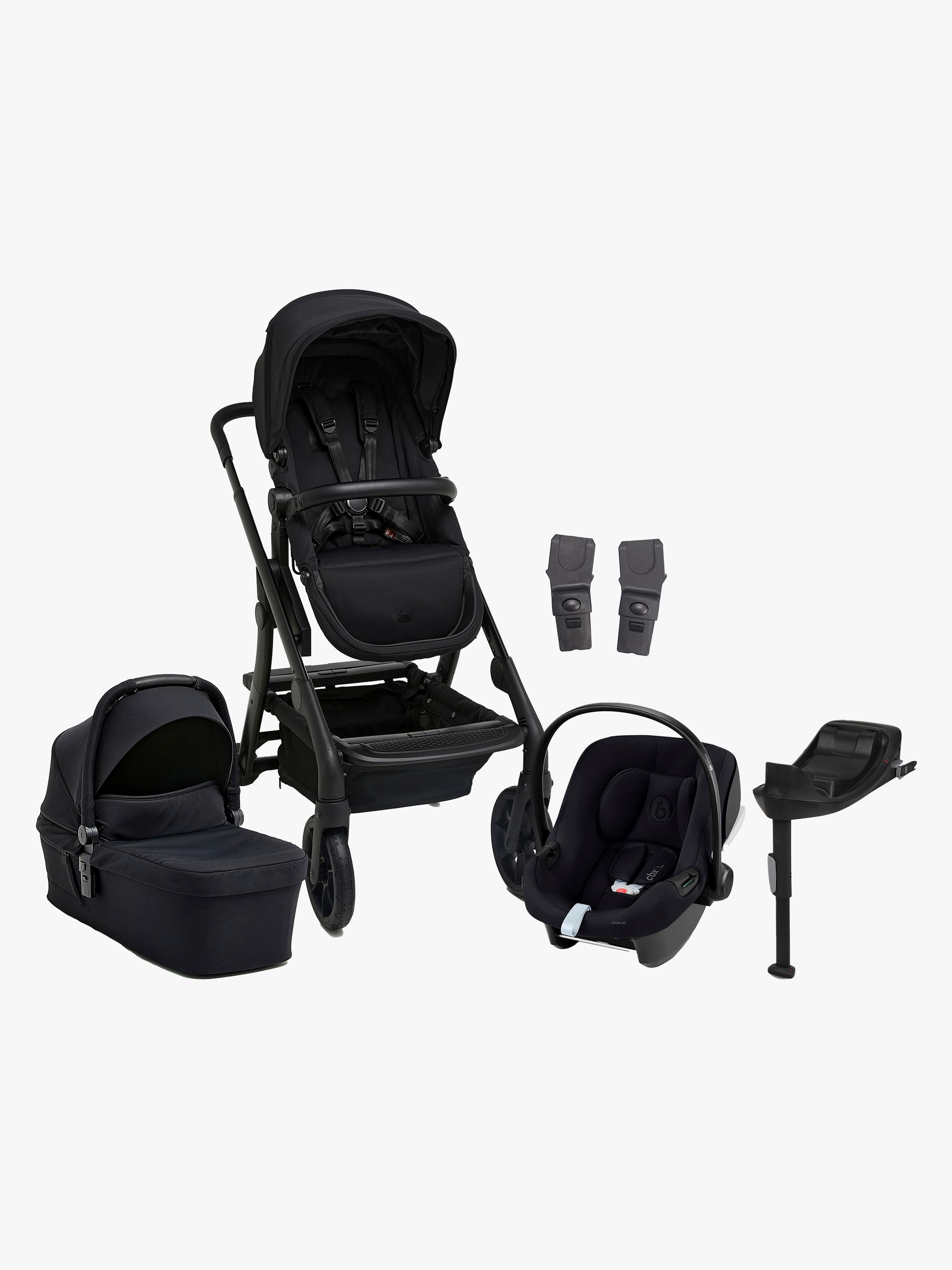 Beemoo Pro Max Duovagn &  Cybex Aton B2 i-Size Babyskydd inkl. Bas, Coffee Black