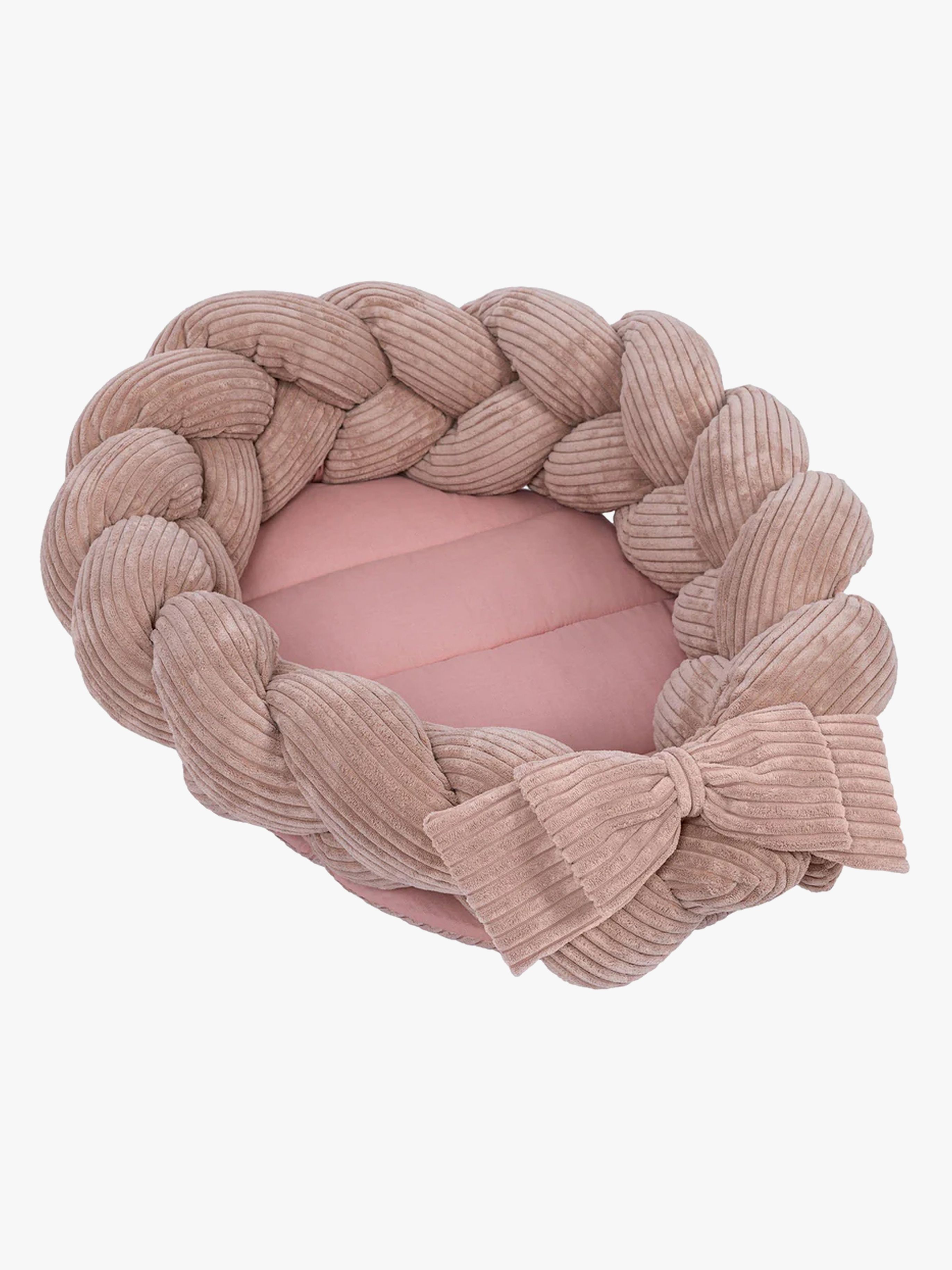 MeowBaby Aesthetic Babynest med Flätat Skydd, Powder Pink