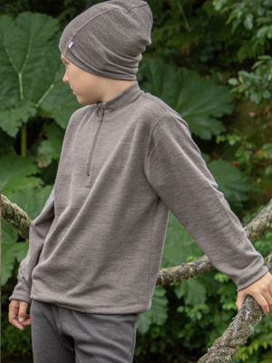 Joha Tröja med Half-Zip Merinoull, Brown