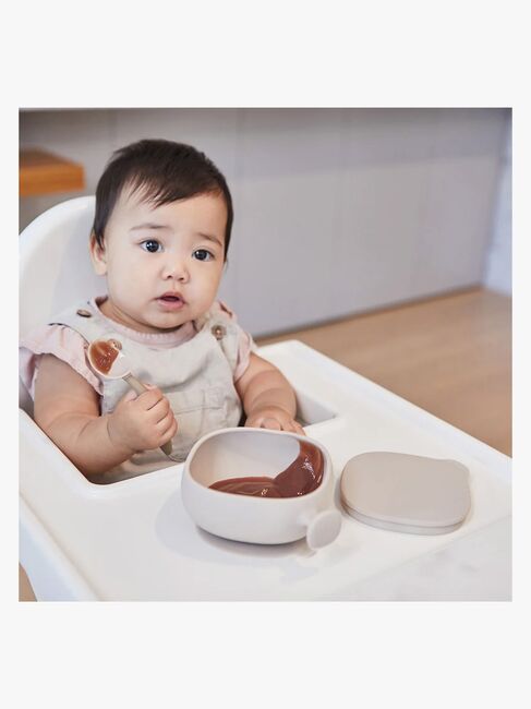 b.box Skål med Lock Silikon, Latte