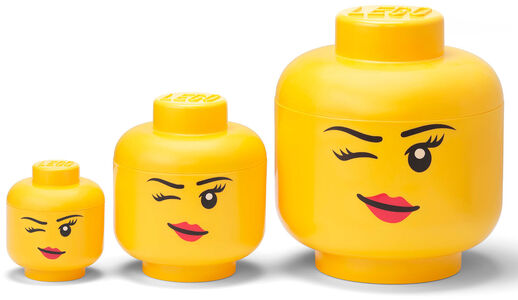 LEGO Förvaring Winking Flicka 3-pack, Gul