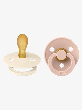 BIBS Colour Napp 2-pack Latex Stl 2 Symmetrisk, Ivory/Blush
