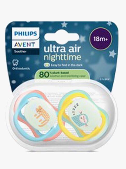 Philips Avent Ultra Air Napp Natt 18m+ 2-Pack, Blå/Gul