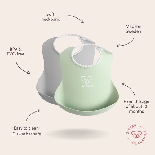 BabyBjörn Haklapp 2-pack, Grå/Blekgrön