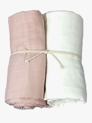 Mini Dreams Muslinfilt 2-pack, Vit/rosa