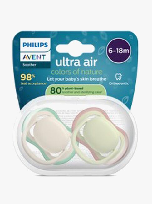 Philips Avent Ultra Air Napp 6–18m 2-Pack, Beige/Ljusgrön