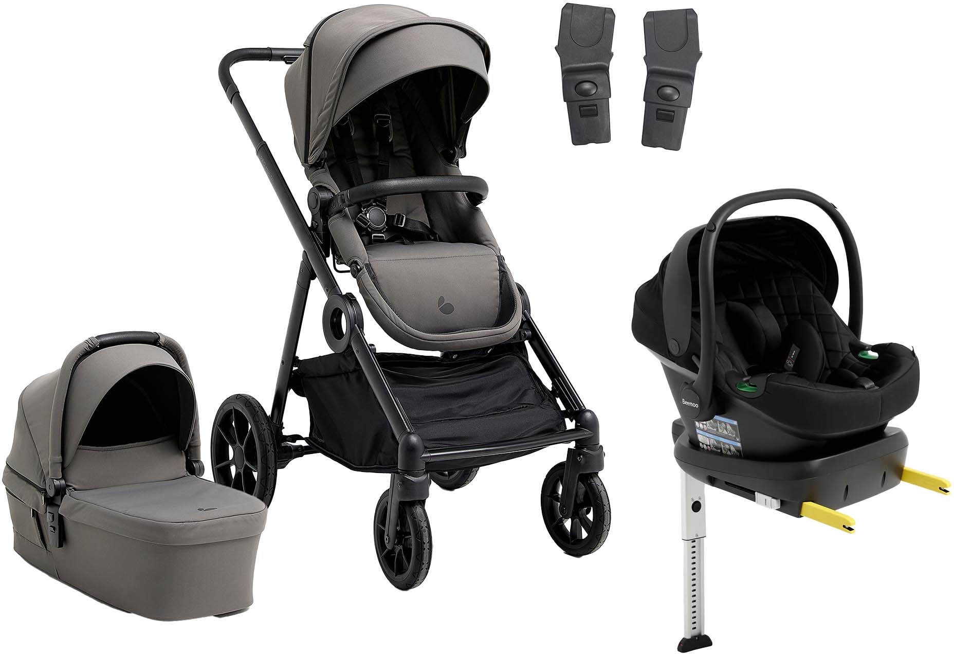 Beemoo Pro Multi 2 Duovagn Inkl. Route i-Size Babyskydd &  Bas Mocha Grey/Black Stone