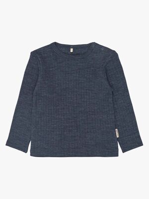 Mikk-Line  Langærmet T-shirt Barn Merinould, Melange Blue Nights