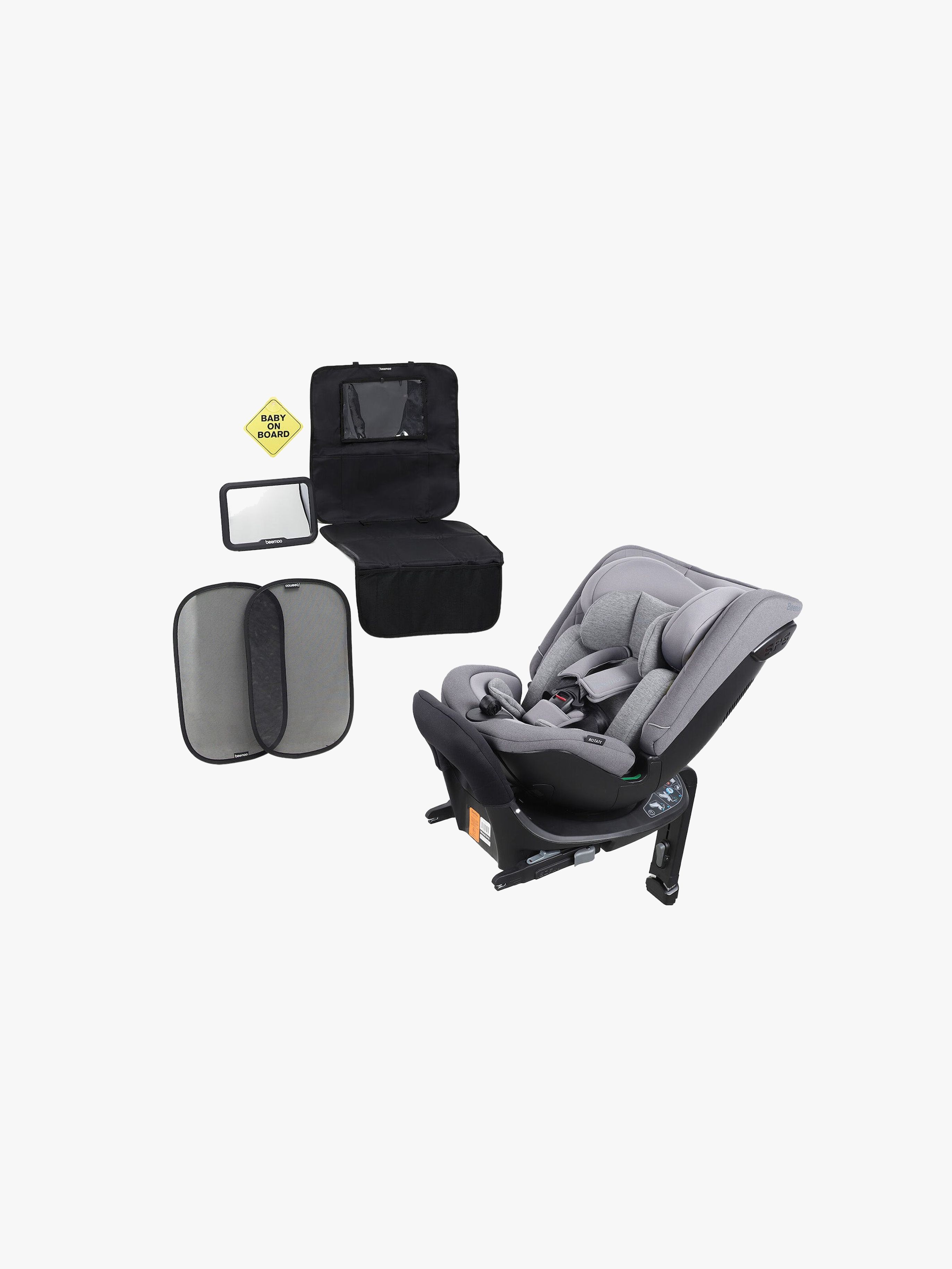 Beemoo Rotate i-Size Bilbarnstol Inkl. Tillbehörspaket, Mineral Grey