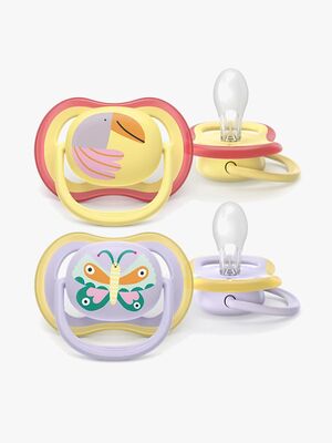 Philips Avent Ultra Air Napp 0-6m 2-Pack, Ljuslila/Ljusgul