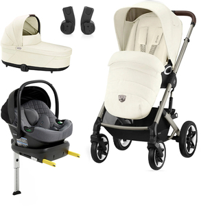 Cybex TALOS S Lux Duovagn inkl. Beemoo Route Babyskydd & Bas, Seashell Beige/Mineral Grey