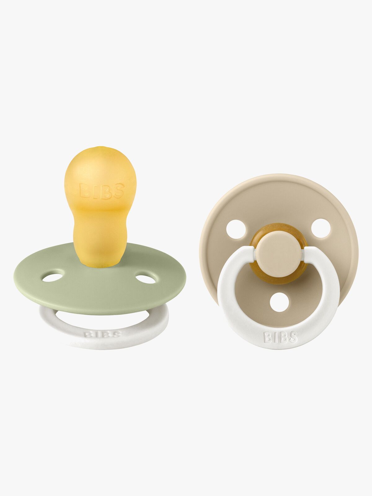 BIBS Colour Napp 2-Pack Latex Stl 3 Rund, Sage GLOW/Vanilla GLOW