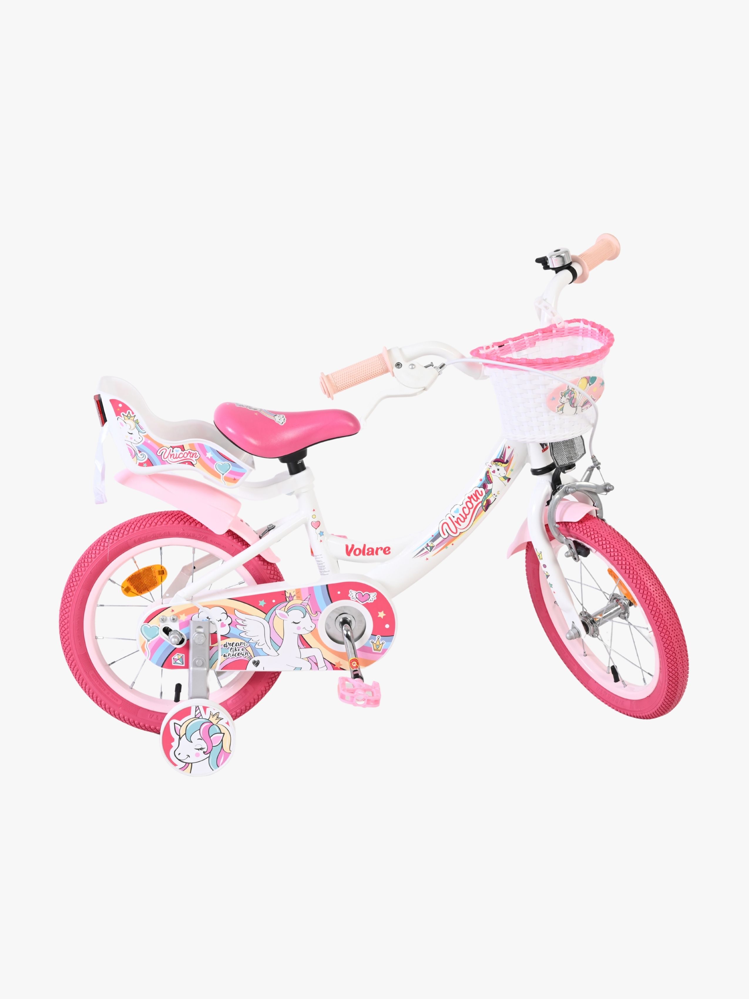 Volare Unicorn Cykel 14 Tum, Vit