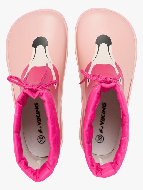 Viking Alv Paw Print Barefoot Gummistövlar, Light Pink/Magenta