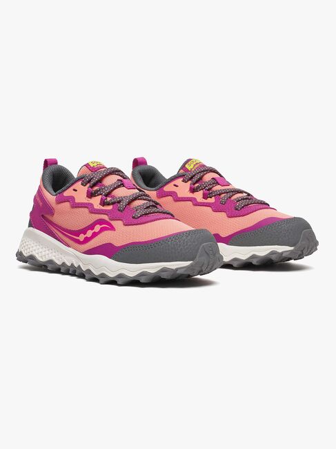 Saucony Peregrine Kids Shield Träningsskor, Berry/Coral