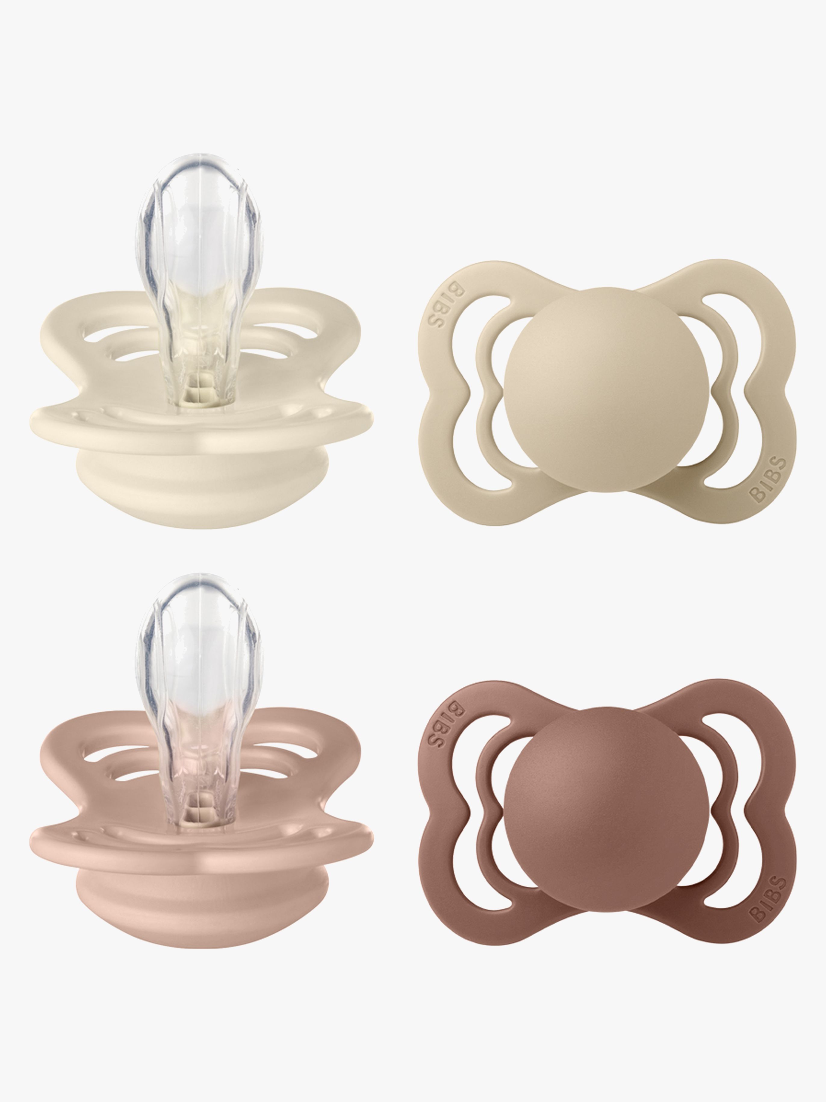 BIBS Supreme Napp 4-Pack Silikon Stl 1, Ivory/Vanilla/Blush/Woodchuck