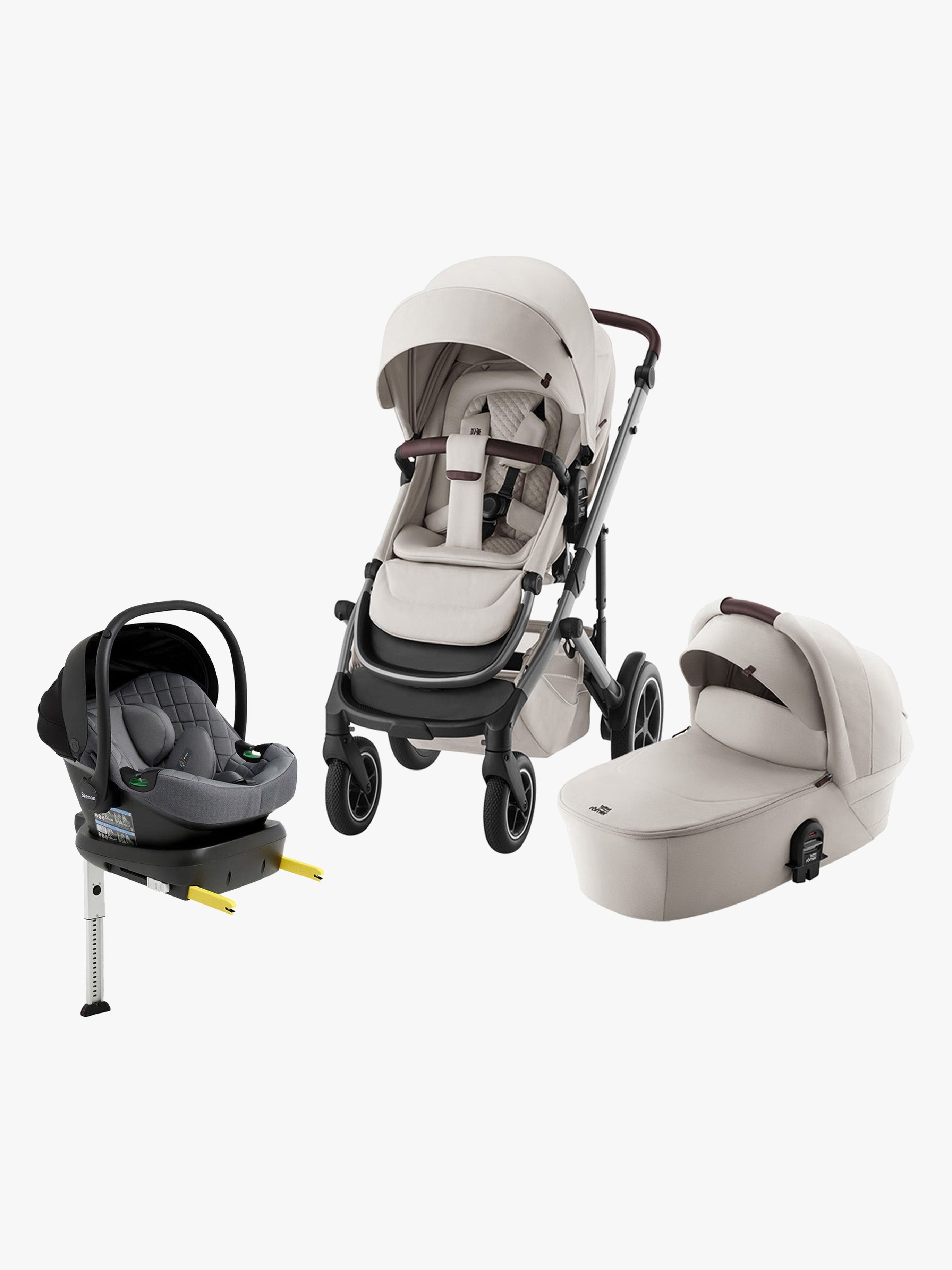 Britax Römer Smile 5Z Duovagn inkl. Beemoo Route Babyskydd &  Bas, Soft Taupe Lux/Mineral Grey
