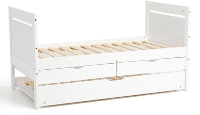 JLY 70x140 Juniorseng med Ekstraseng + Opbevaringskasser, Hvid