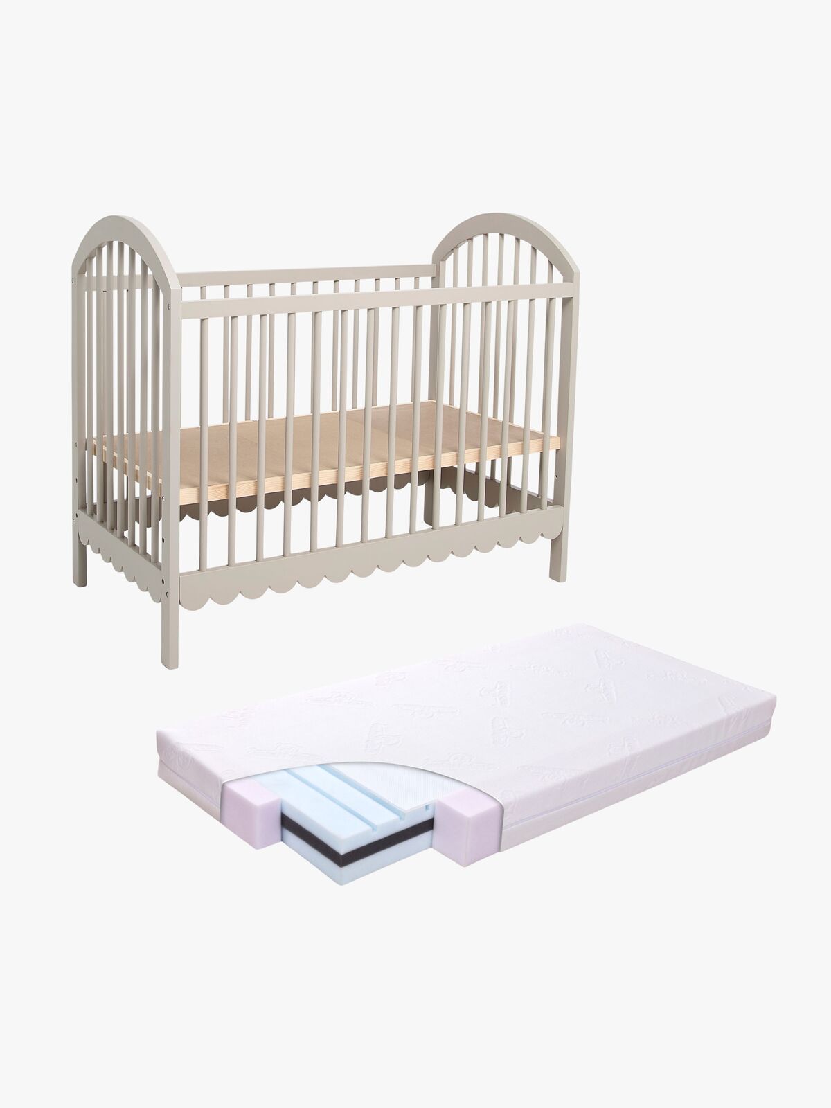 Alice &  Fox Dune Spjälsäng inkl. BabyMatex Fresh Madrass 60x120, Greige