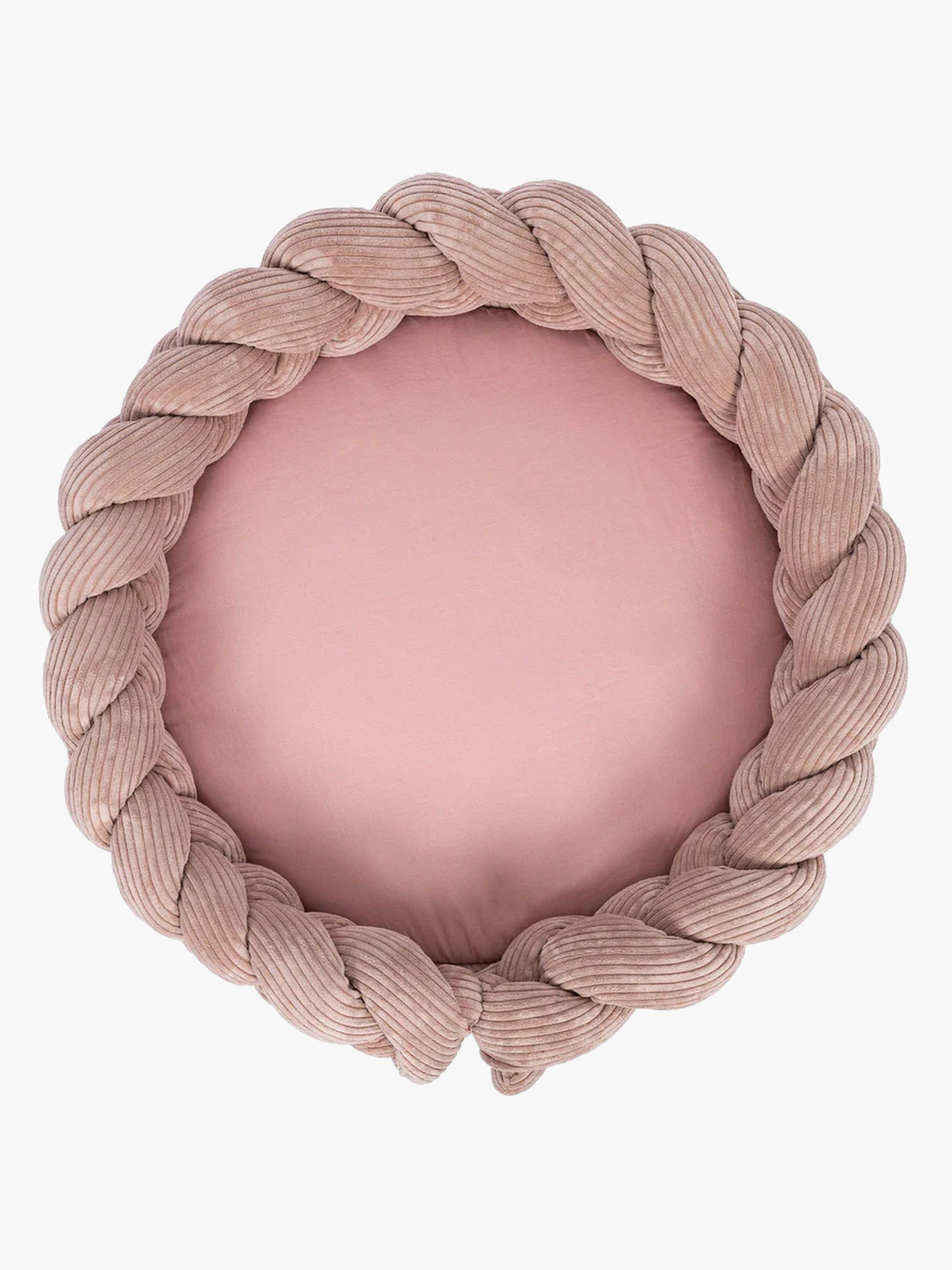 MeowBaby Aesthetic Babynest med Flätat Skydd & Lekmatta, Powder Pink
