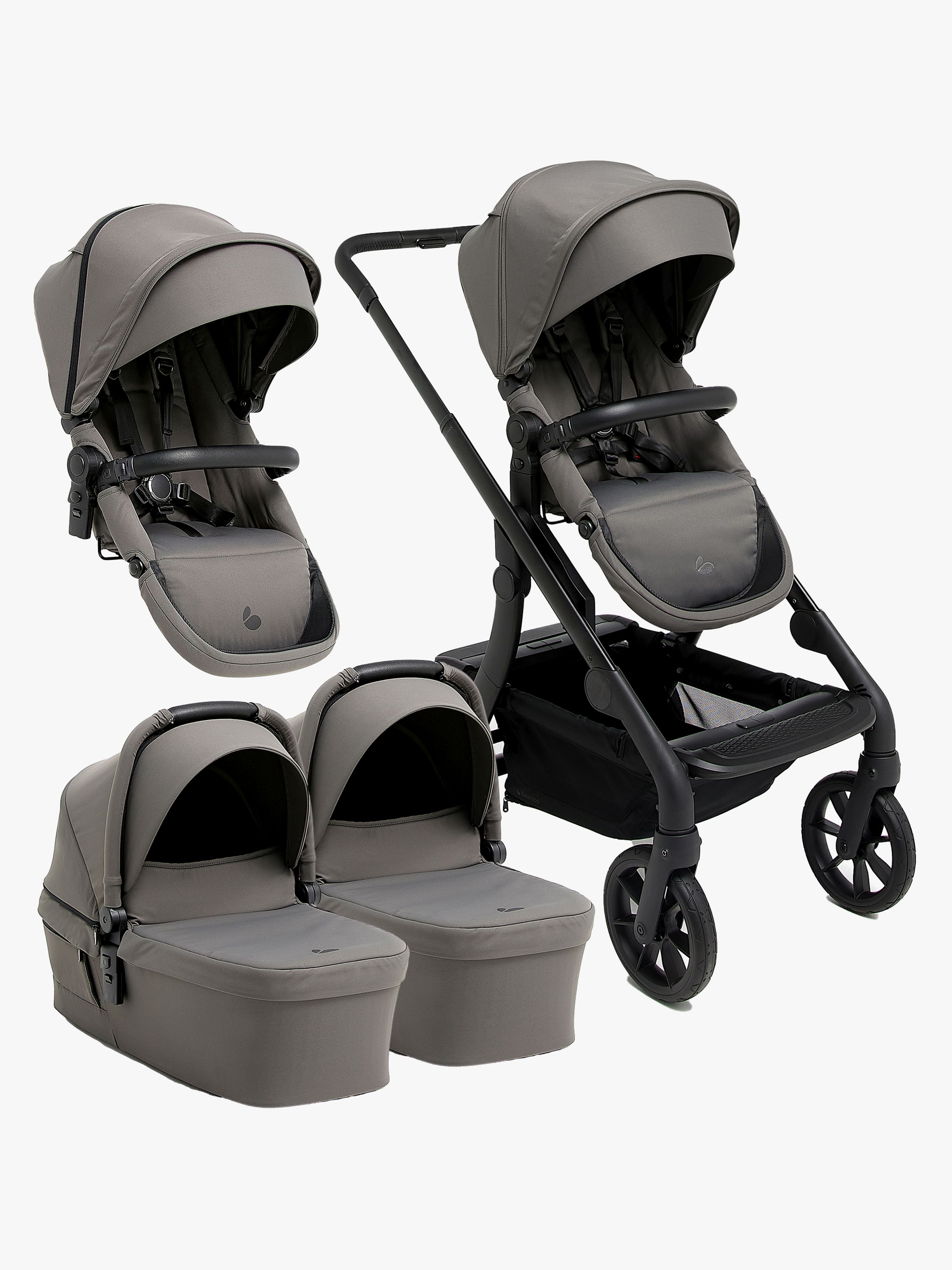 Beemoo Pro Max Syskonvagn Inkl. Liggdelar, Mocha Grey
