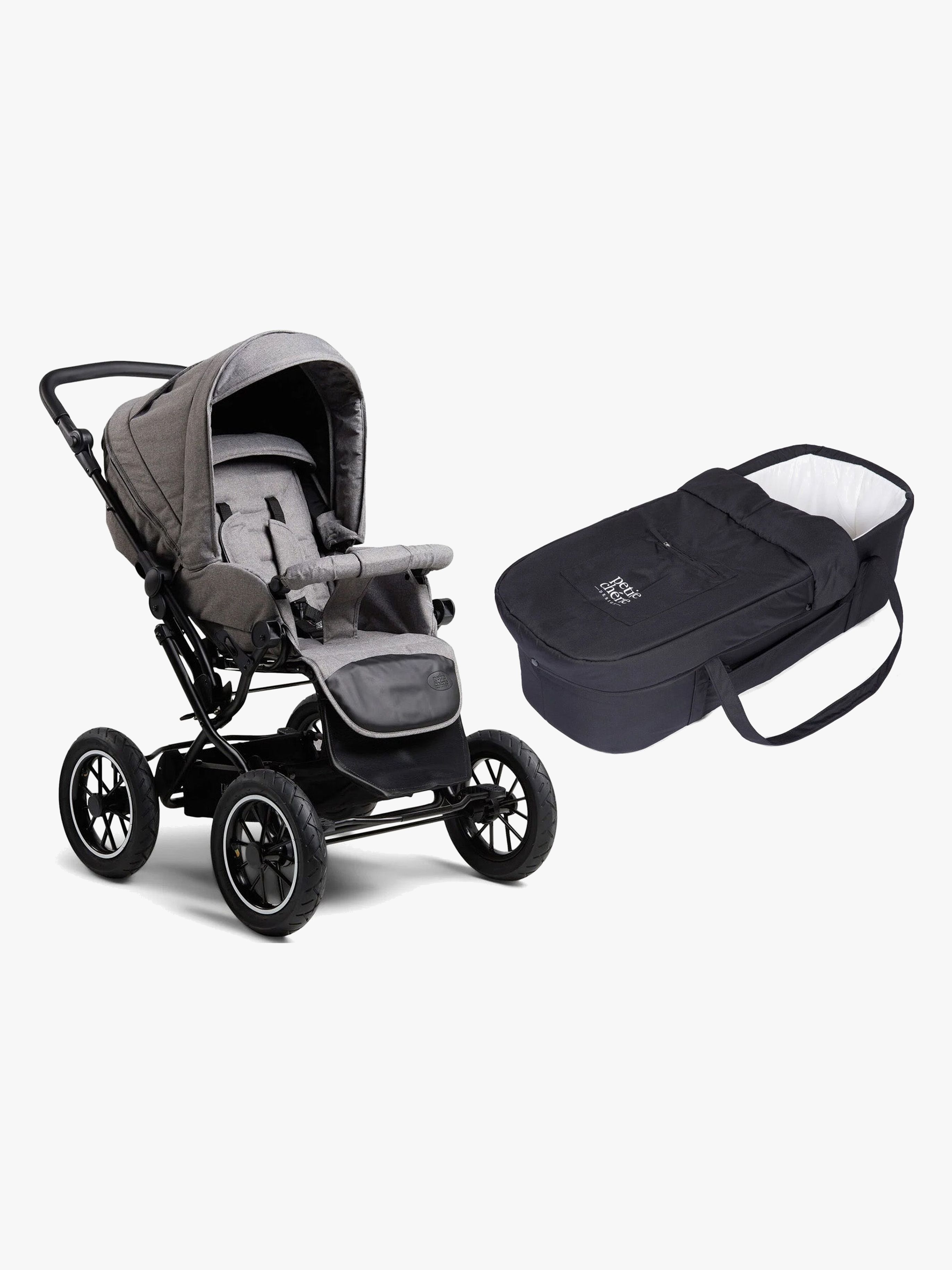 Petite Chérie Solide+ Kombivagn, Black/Grey Melange