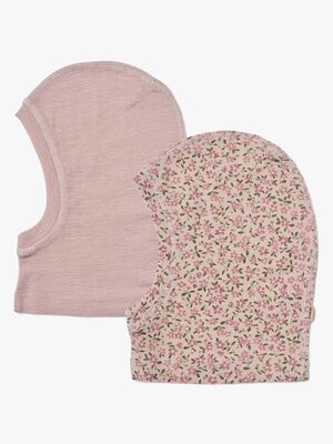 Wheat Kim Balaklava Merinoull 2-Pack, Pale Lilac Flowers