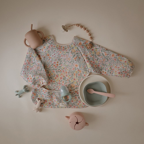 Mushie  Långärmad Haklapp, Pastel Blooms