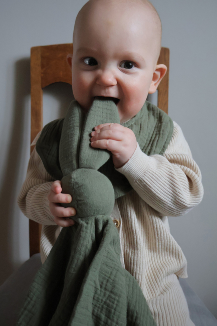 Oh, Poppy! Leia Kanin Snuttefilt Muslin, Linen Green