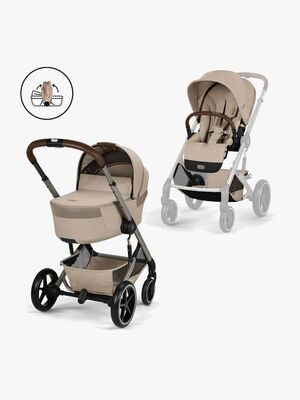 Cybex BALIOS S Lux Kombikinderwagen mit Falt-Liegewanne, Almond Beige