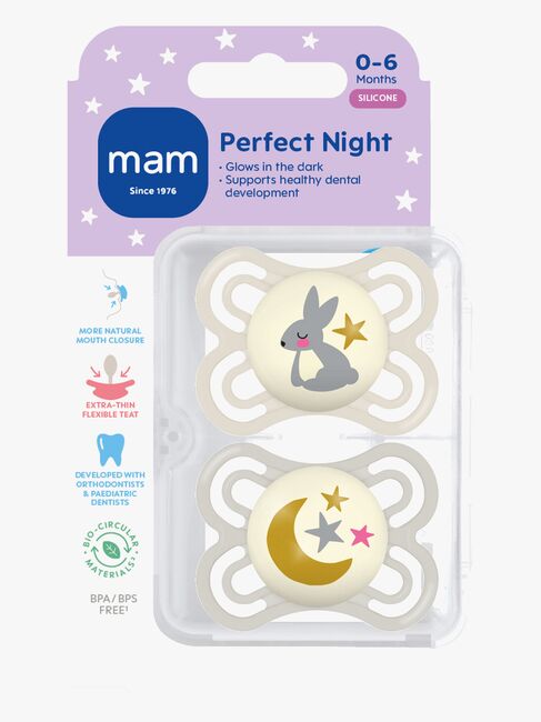 MAM Perfect Night Napp Silikon 2-Pack 0-6m, Neutral