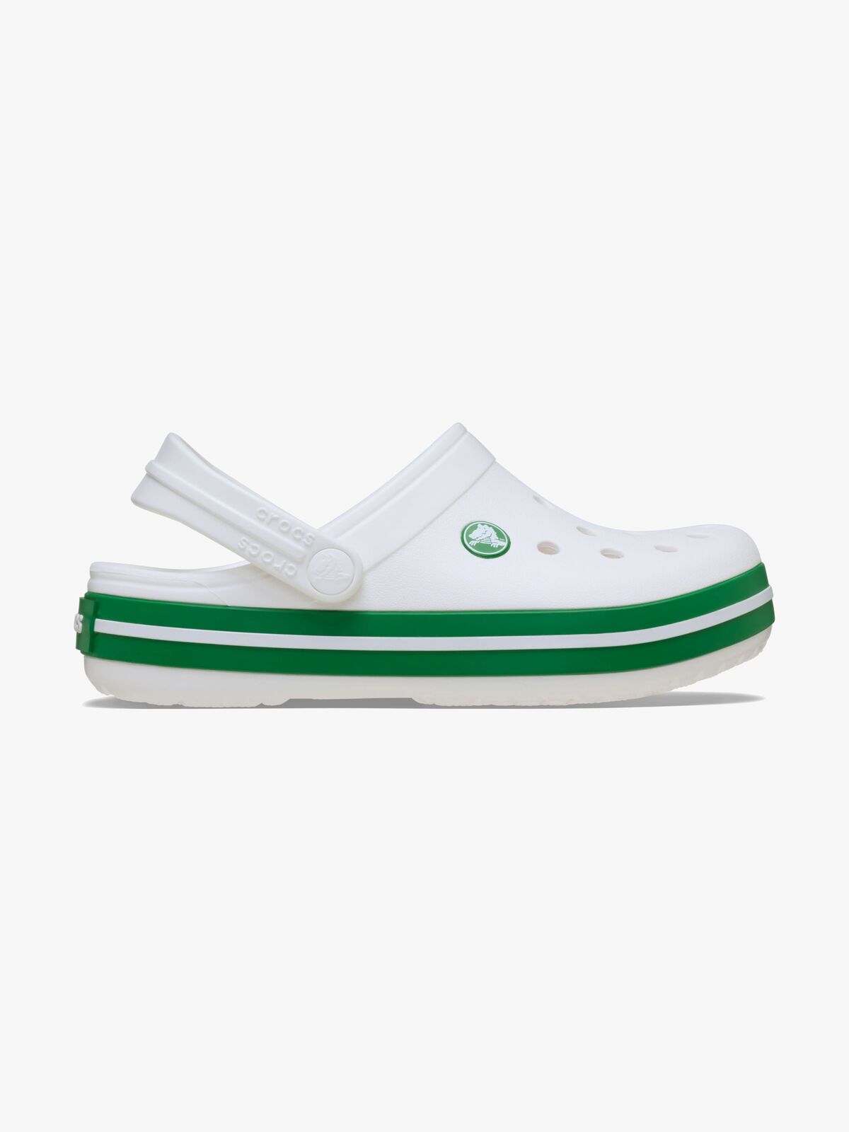 Crocs Crocband Kids Tofflor, White/Green Ivy