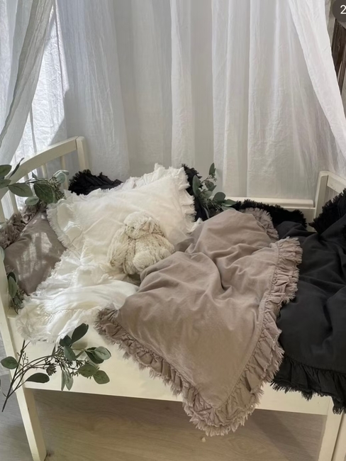 Mini Dreams Bäddset Vintage Volang Spjälsäng, Khaki