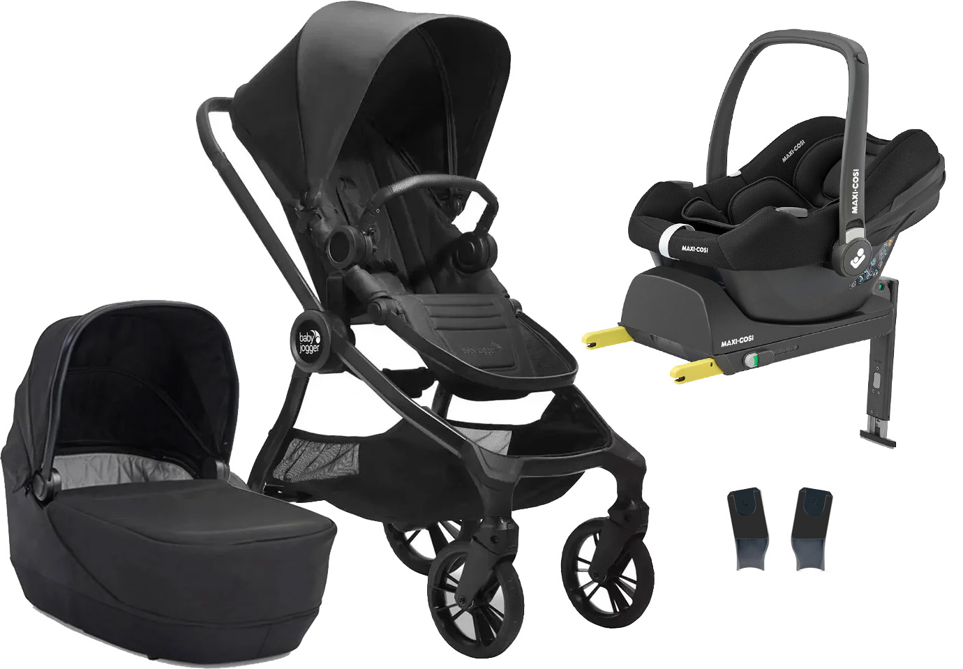 Baby Jogger City Sights Duovagn inkl. Maxi-Cosi CabrioFix i-Size Babyskydd &  Bas Rich Black