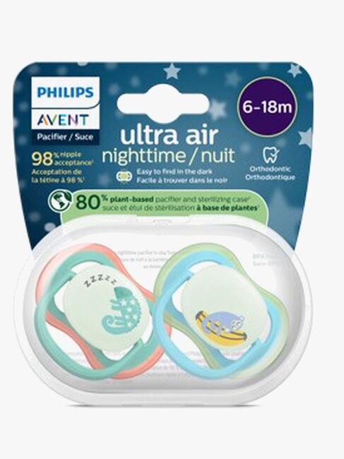 Philips Avent Ultra Air Napp Natt 6–18m 2-Pack, Blå/Turkos