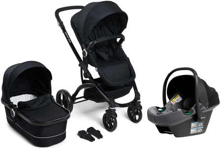 Beemoo Move Duo Duovagn Inkl. Beemoo Route i-Size Babyskydd, Black/Mineral Grey